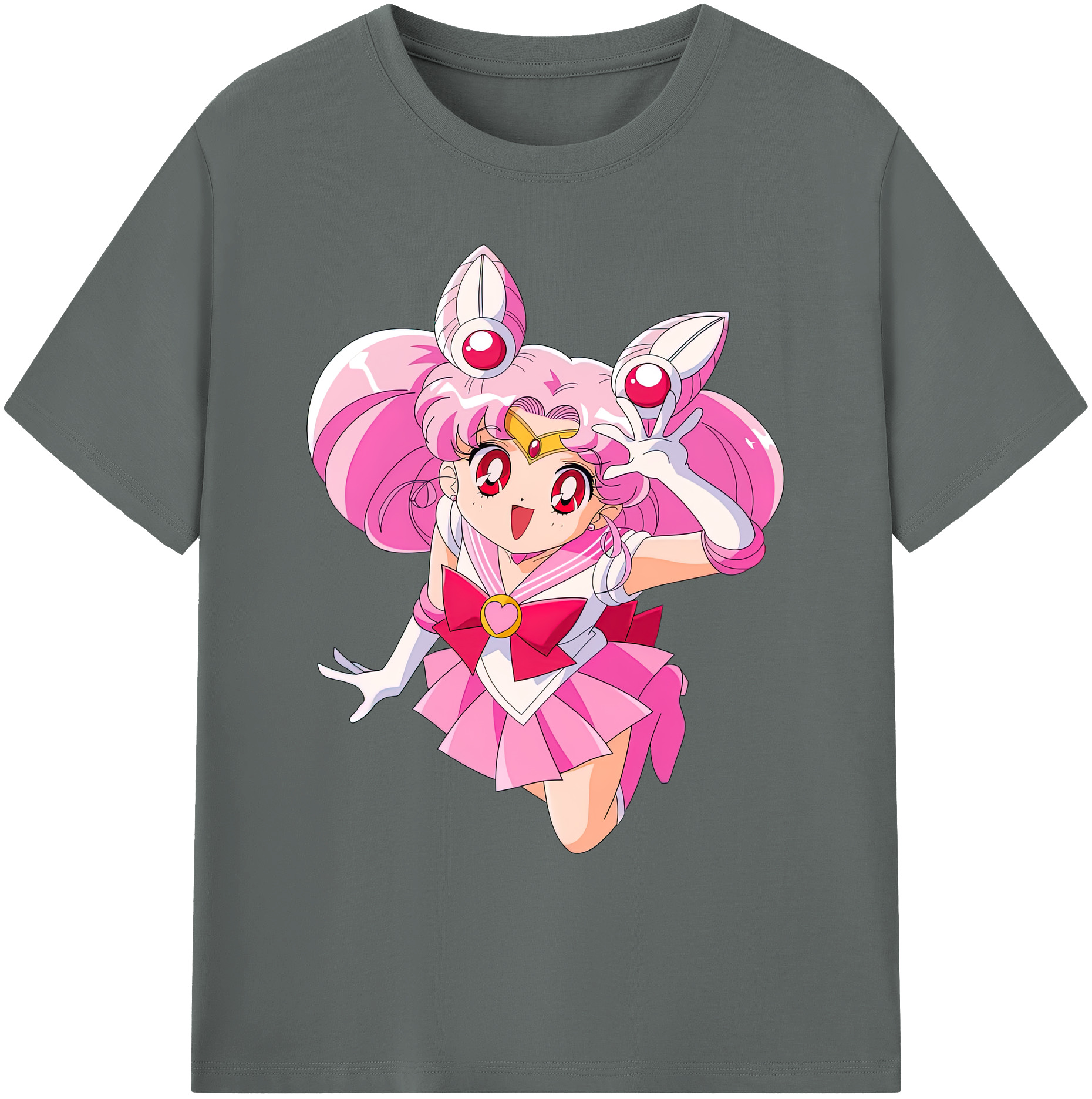 （画像用） 美少女戦士セーラームーン ちびうさ Sailor Moon Chibiusa Tsukino Usagi Small Lady Serenity 綿100％ メンズ半袖Tシャツ｜肌触りやわらか＆通気性